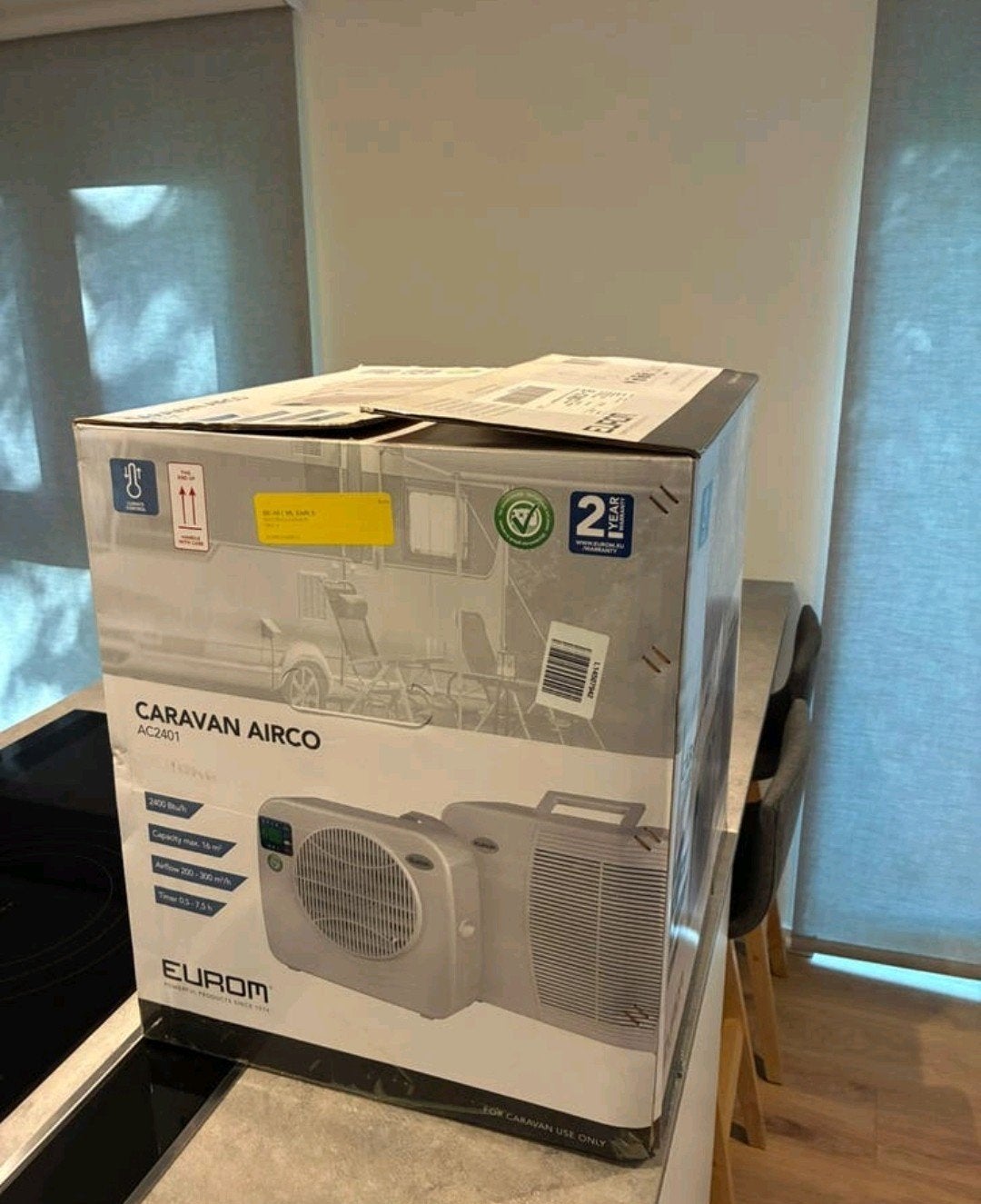 Te koop Eurom AC2401 E Split airco caravan, Minder dan 60 m³, 3 snelheden of meer, Ophalen of Verzenden, Zo goed als nieuw