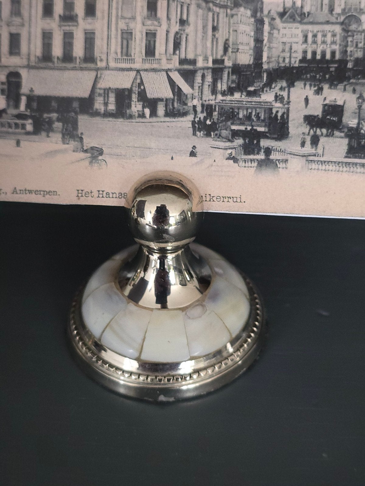 Vintage antieke fotohouder(s) in parelmoer & bruine /zilver, Ophalen of Verzenden, Zo goed als nieuw