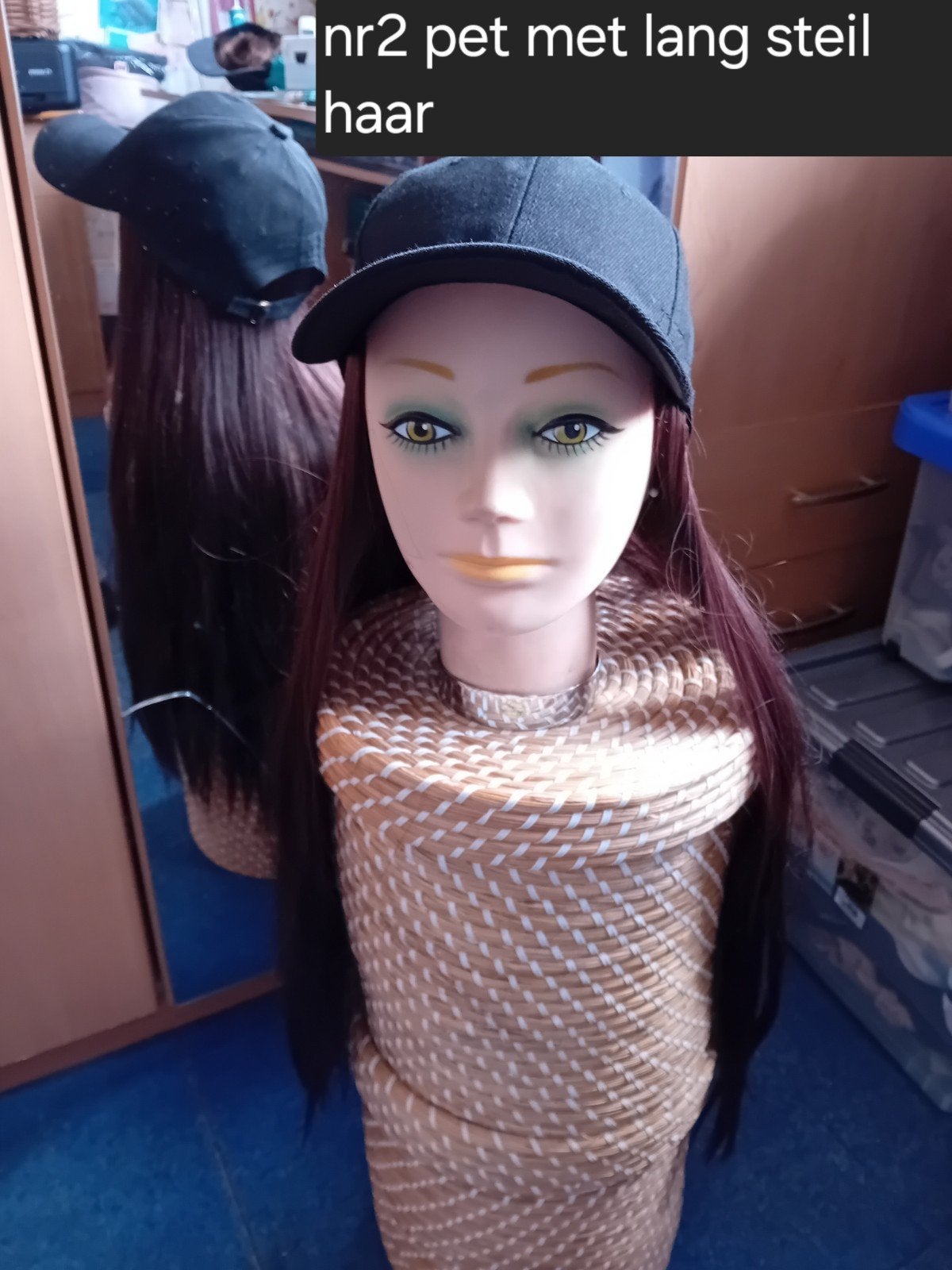 Pet met lang haar (krullend of stijl), One size fits all, Ophalen of Verzenden, Pet, Onbekend