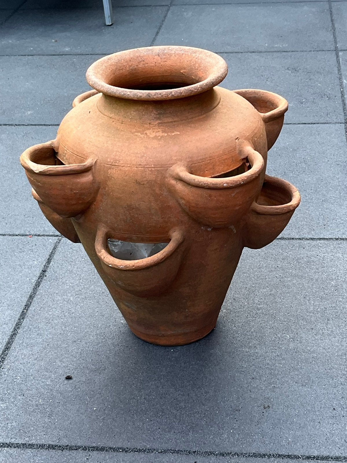 Terracotta grote aardbeienpot - Gebruikt, Overige materialen, Gebruikt, Rond, Ophalen of Verzenden