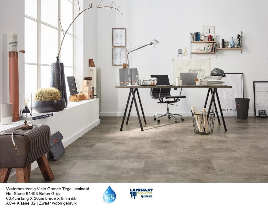 129m² Waterbestendig Visio Grande Laminaat Beton Grijs, Huis en Inrichting, Stoffering | Vloerbedekking, 75 m² of meer, Nieuw