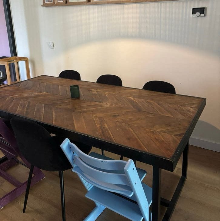 DTP Home Eettafel Criss Cross  200x100 cm - Hout en Metaal, Ophalen, Gebruikt, 100 tot 150 cm, 150 tot 200 cm