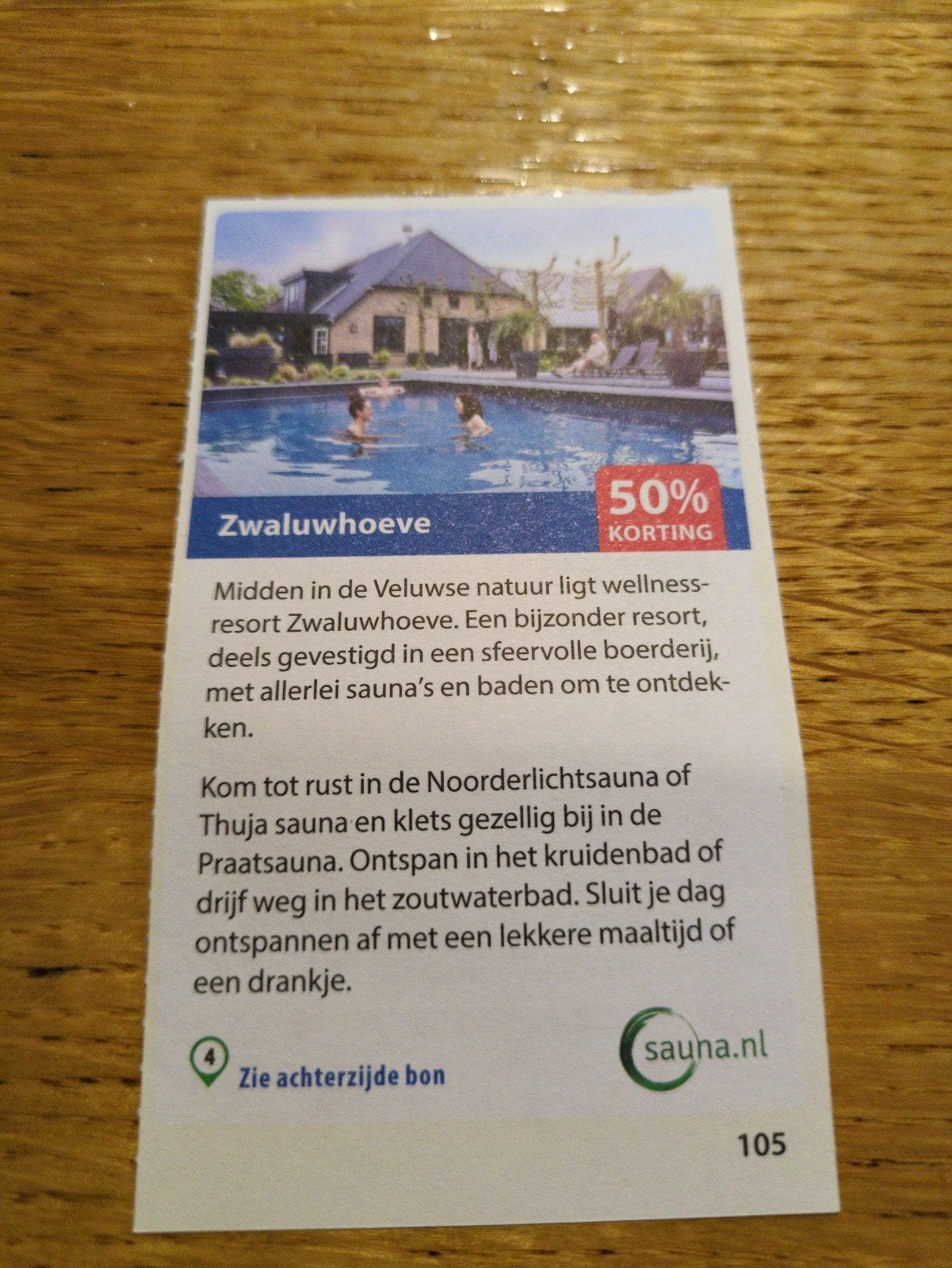 Kortingsbon voor de Zwaluwehoeve, 50 % korting, Drie personen of meer, Kortingsbon, Spa of Sauna