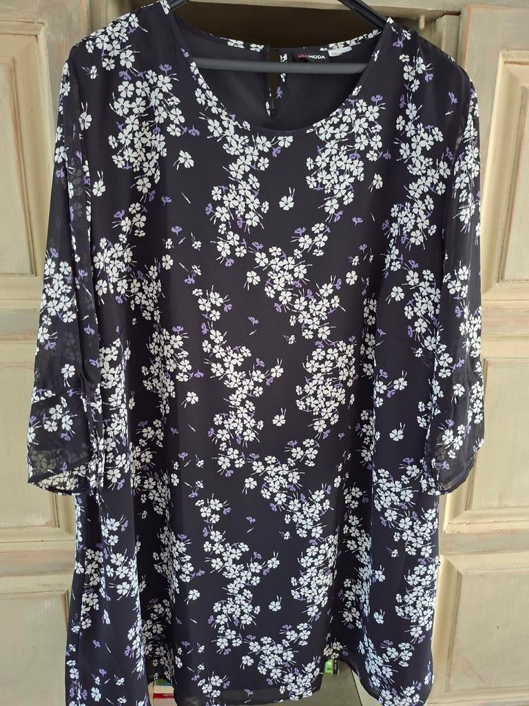 Prachtige Dames Tuniek/Shirt Maat 60 - Bloemenprint, Miamoda, Ophalen of Verzenden, Zo goed als nieuw, Blouse of Tuniek