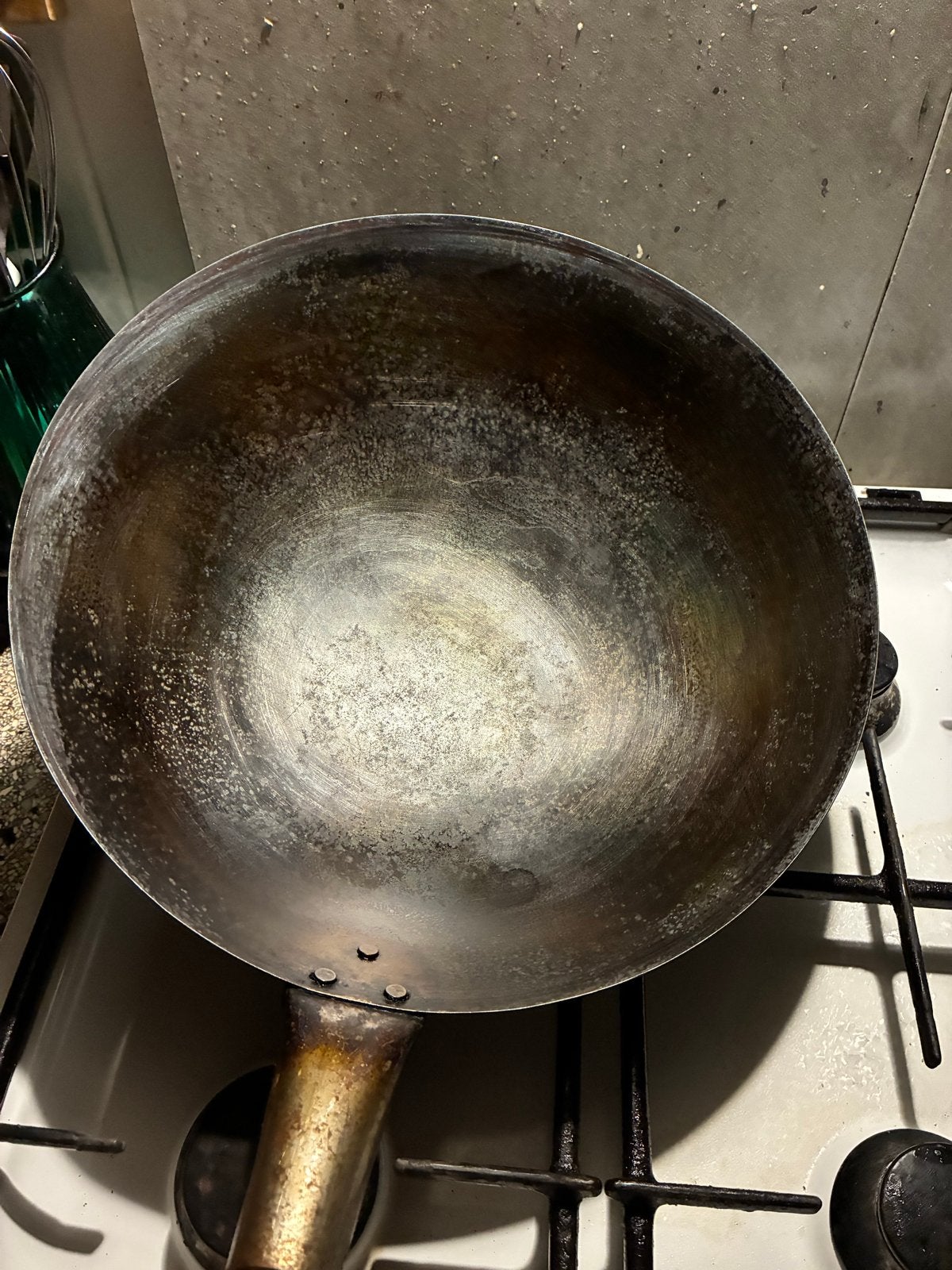Echte bolle carbon steel wok - 34 cm, Ophalen, Gebruikt, Overige materialen, Wok
