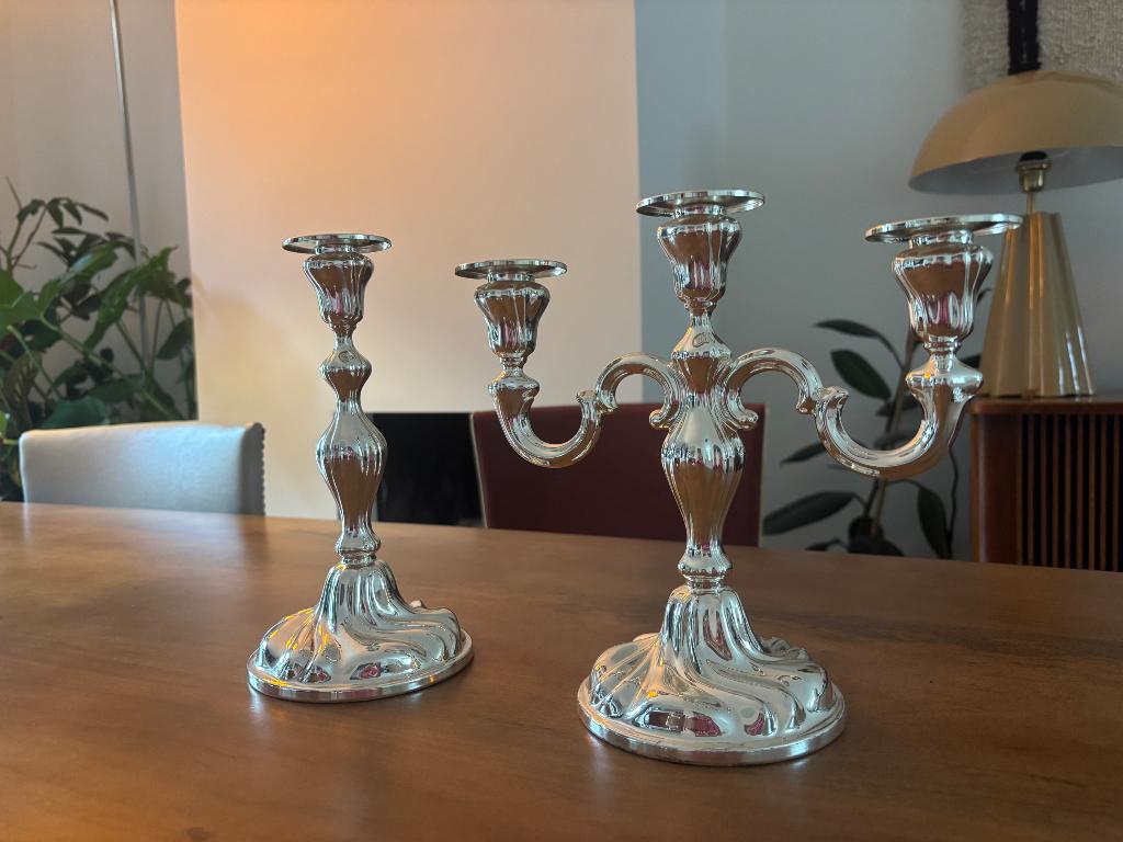 verzilverde kandelaars, Ophalen, Zilver