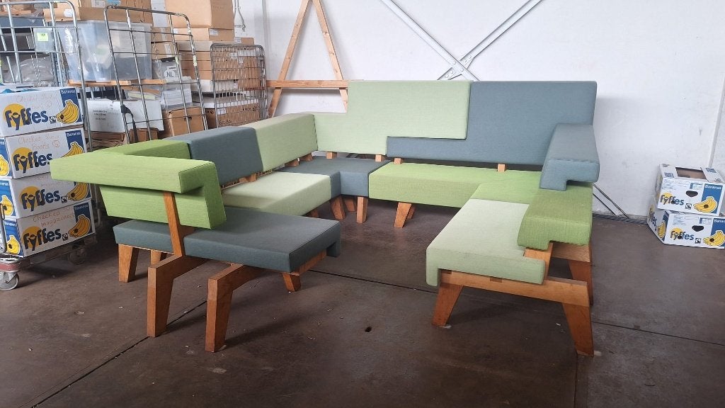 Groen gekleurde design vergader bank, Ophalen, 250 tot 300 cm, Gebruikt, Overige maten