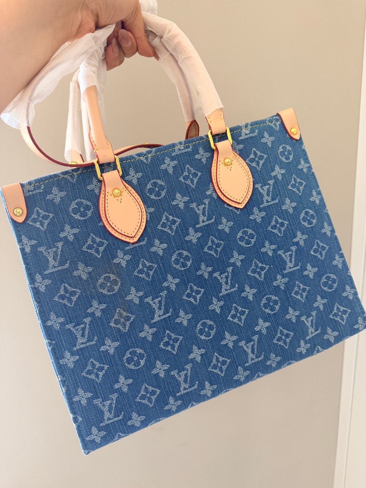 Louis Vuitton Denim Handtas - Nieuwstaat, Ophalen of Verzenden, Zo goed als nieuw, Blauw, Handtas