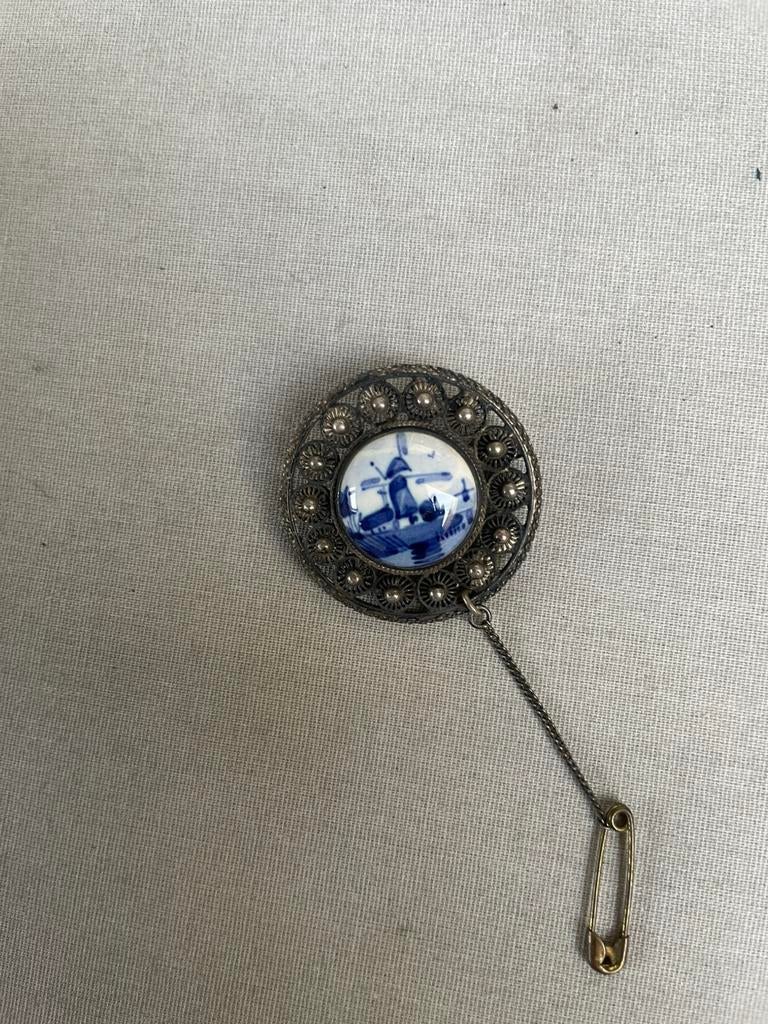 Antieke broches  delfs blauw, Antiek en Kunst, Ophalen of Verzenden