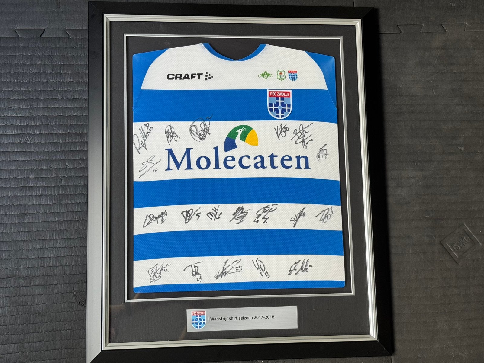 Ingelijst gesigneerd PEC Zwolle wedstrijdshirt 2017-2018, Ophalen of Verzenden, Zo goed als nieuw, Shirt