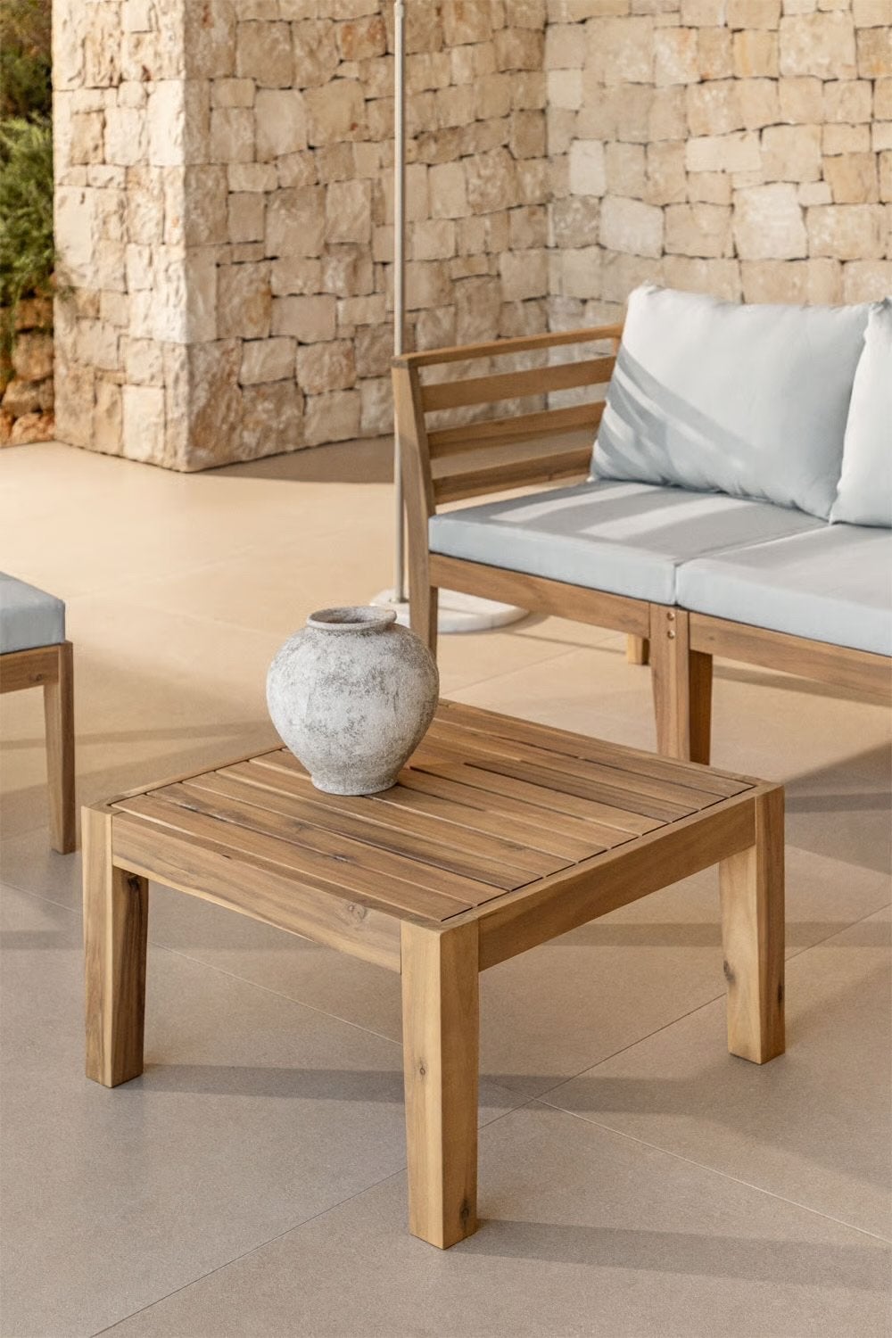 Acacia Houten salontafel voor buiten - 60x60 cm, Tuin en Terras, Tuintafels, Ophalen, Zo goed als nieuw, Vierkant, Hout