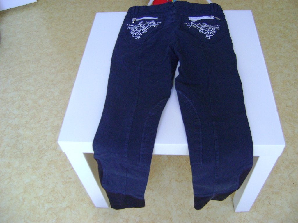 donker blauwe paardrijbroek176 achter met glitter/ steentjes, Ritssluiting, Blauw, Kinderen, Overige merken