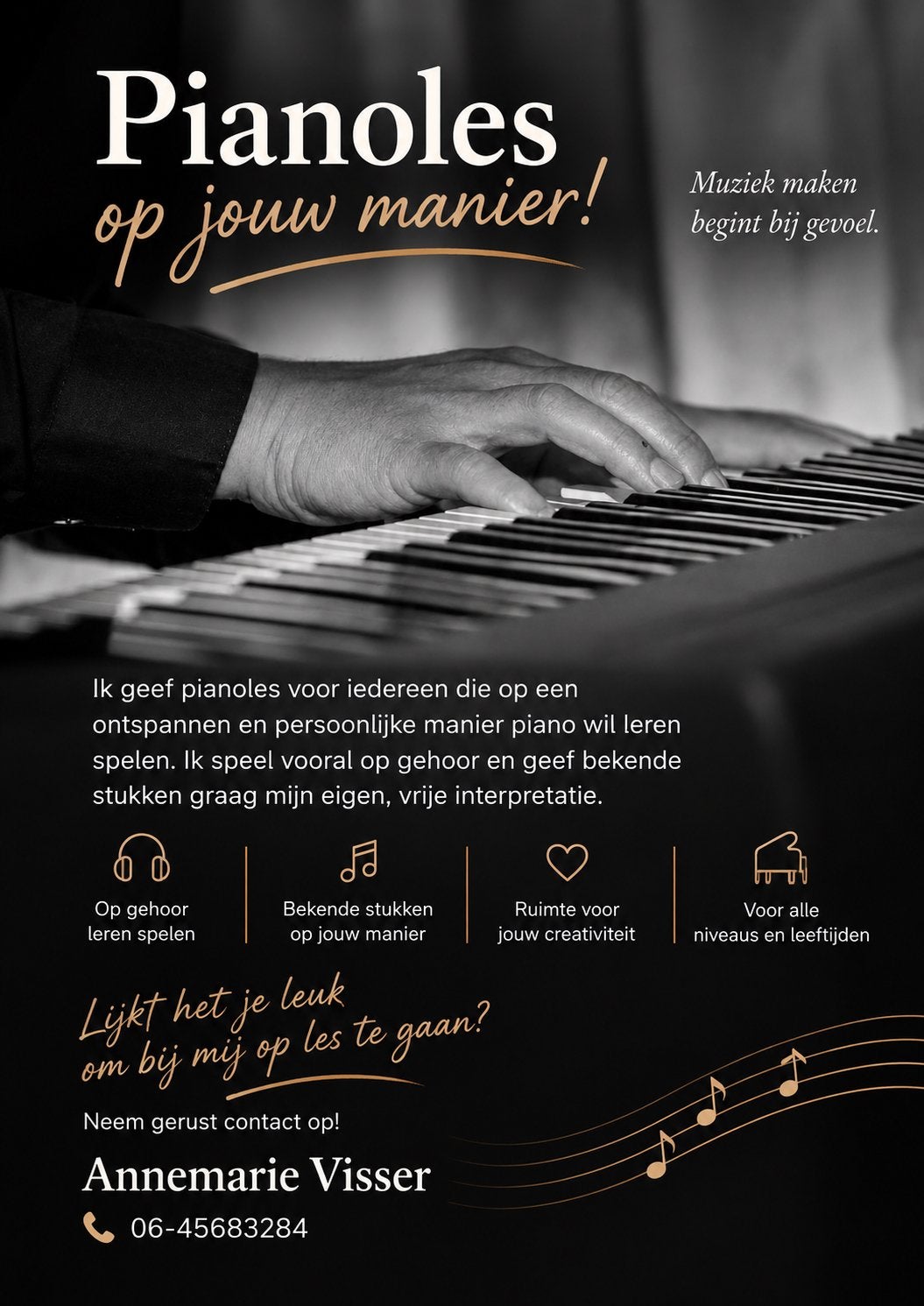 Pianoles 1 uur, Komt aan huis, Toetsinstrumenten