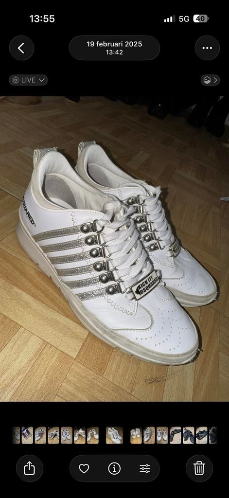 DSQUARED2 Sneakers - Wit met zilveren details, Kleding | Dames, Schoenen, Wit, Ophalen of Verzenden, Sneakers of Gympen, Zo goed als nieuw