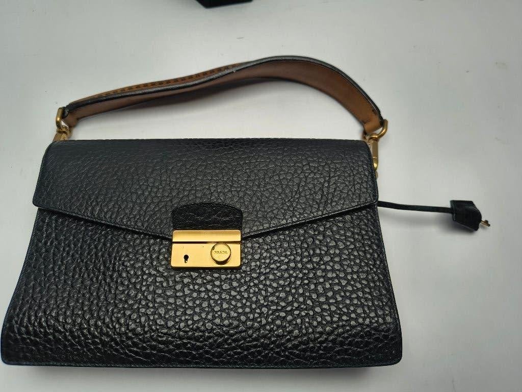 Prada tas authenthiek Vintage leer handtas design, Ophalen of Verzenden, Zo goed als nieuw, Zwart, Handtas
