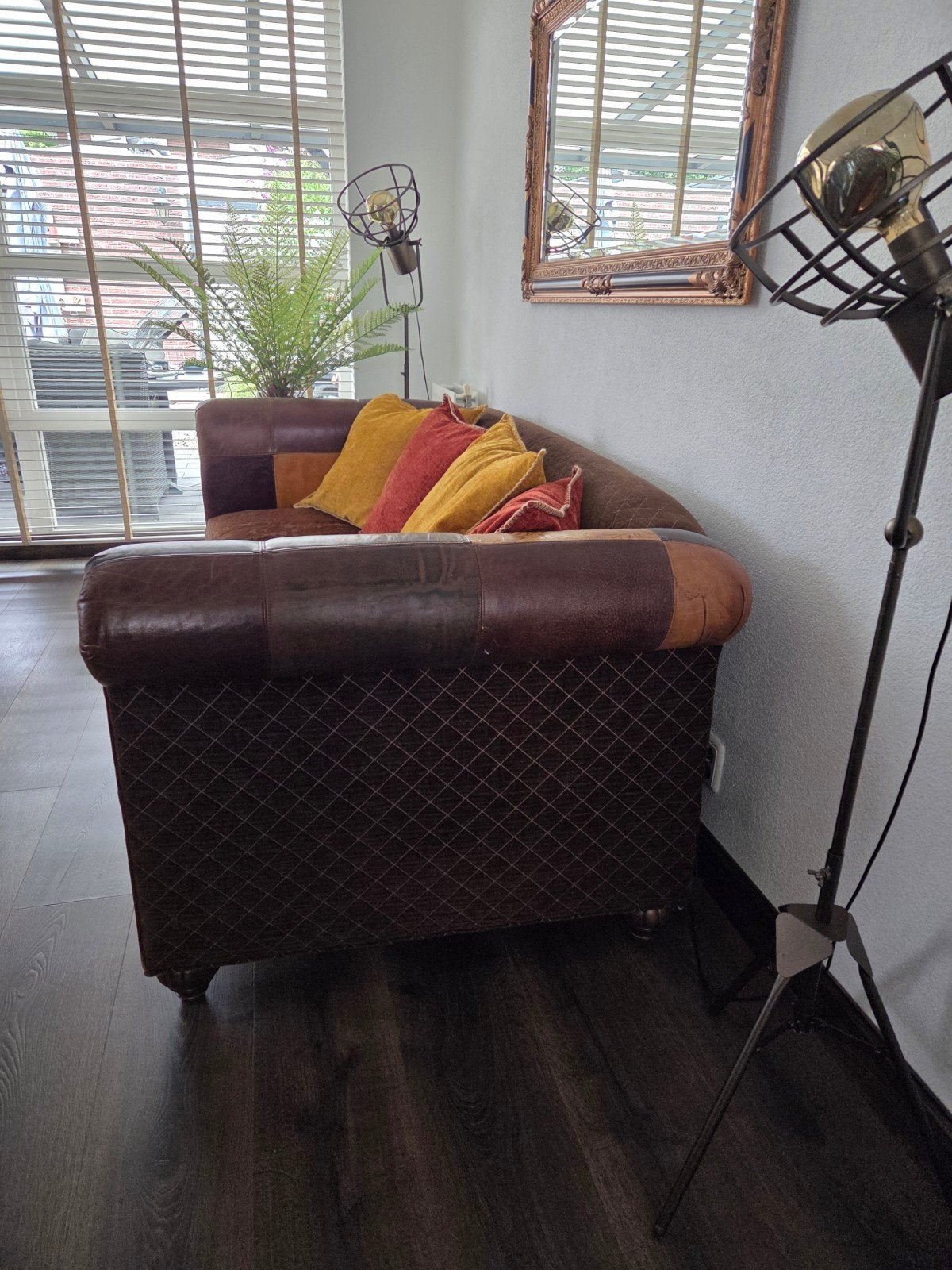 bank stof leer, Gebruikt, Chesterfield, Driepersoons, 75 tot 100 cm
