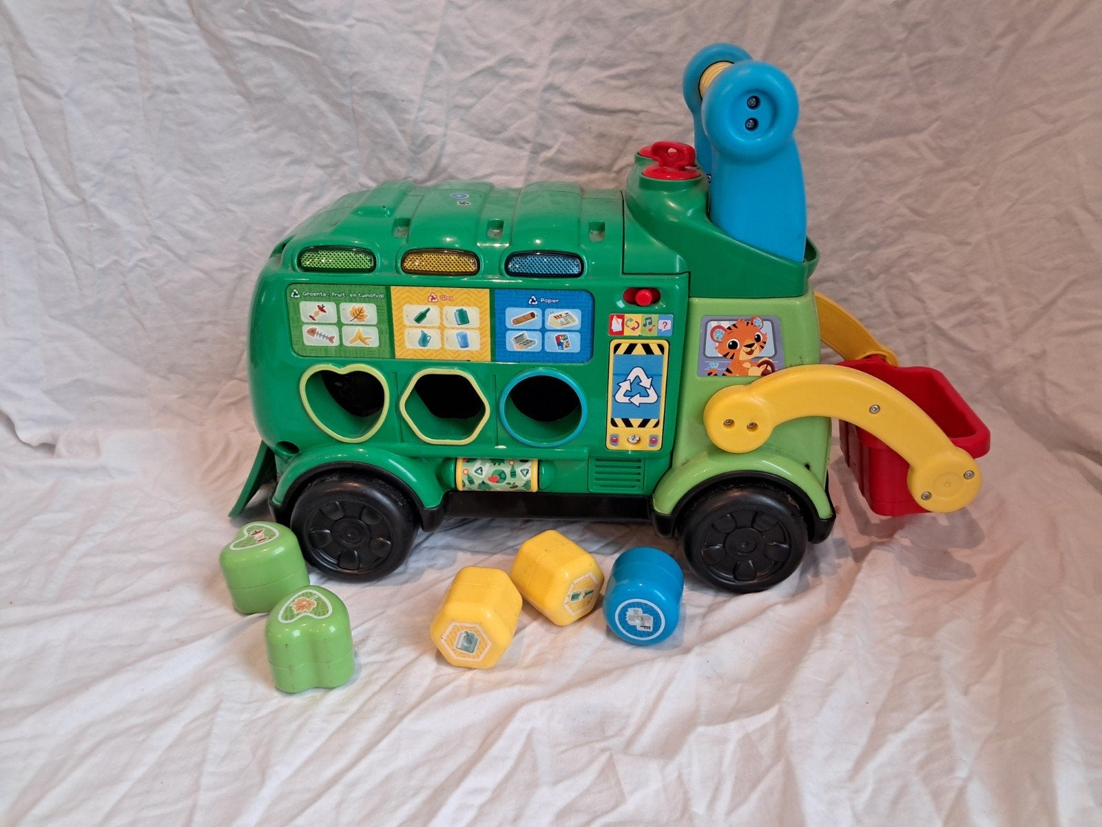 Interactieve vuilniswagen/recyclingwagen – met afvalblokjes, Ophalen of Verzenden, Gebruikt