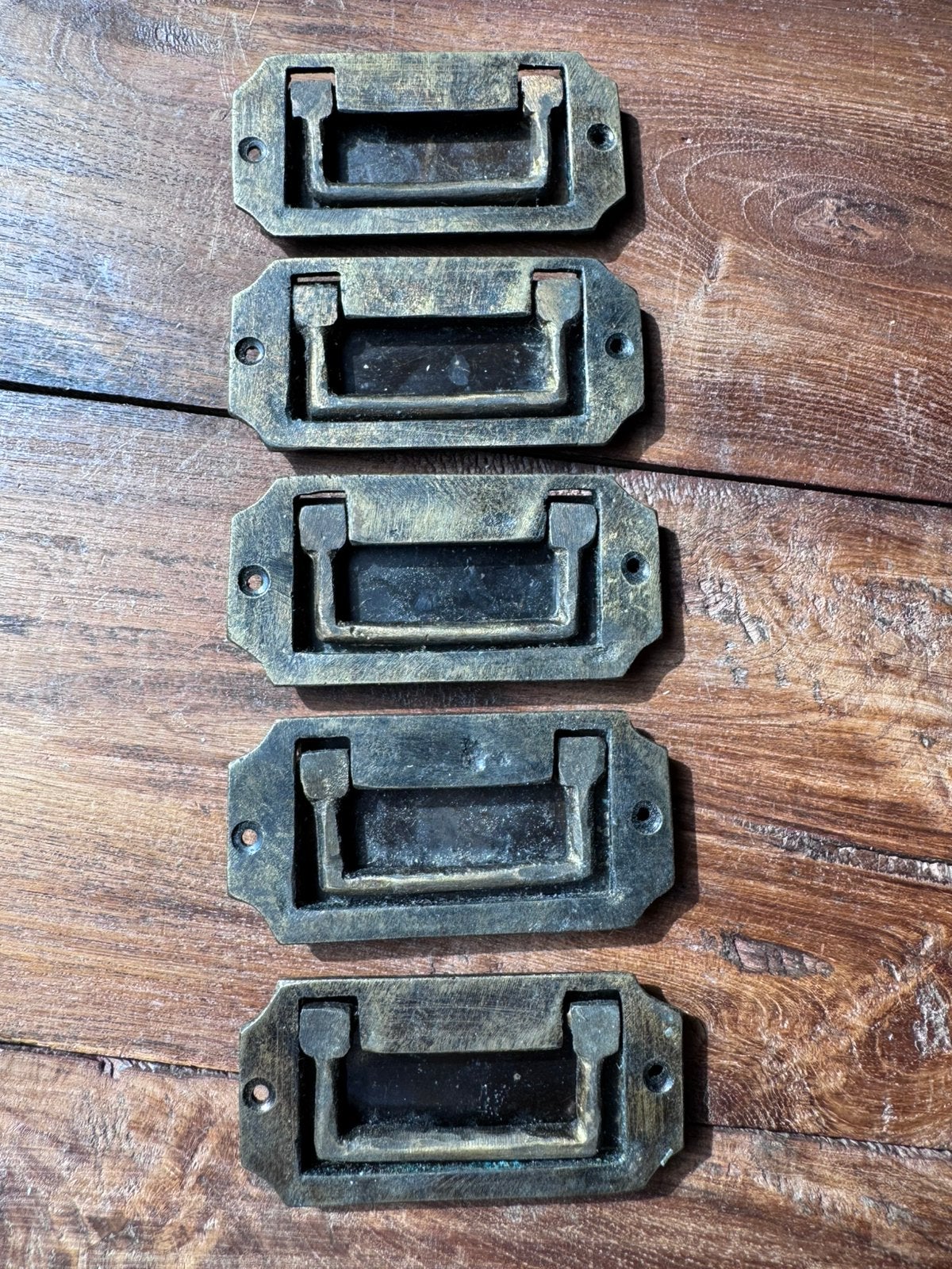 5 Vintage Militaire Infreesgrepen  militaire campaign stijl., Ophalen of Verzenden, Koper of Messing, Klink of Kruk