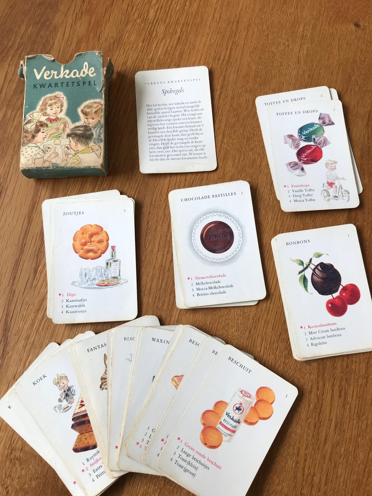 Vintage Verkade kwartet spel, Verzamelen, Ophalen of Verzenden, Gebruikt, Kwartet(ten)