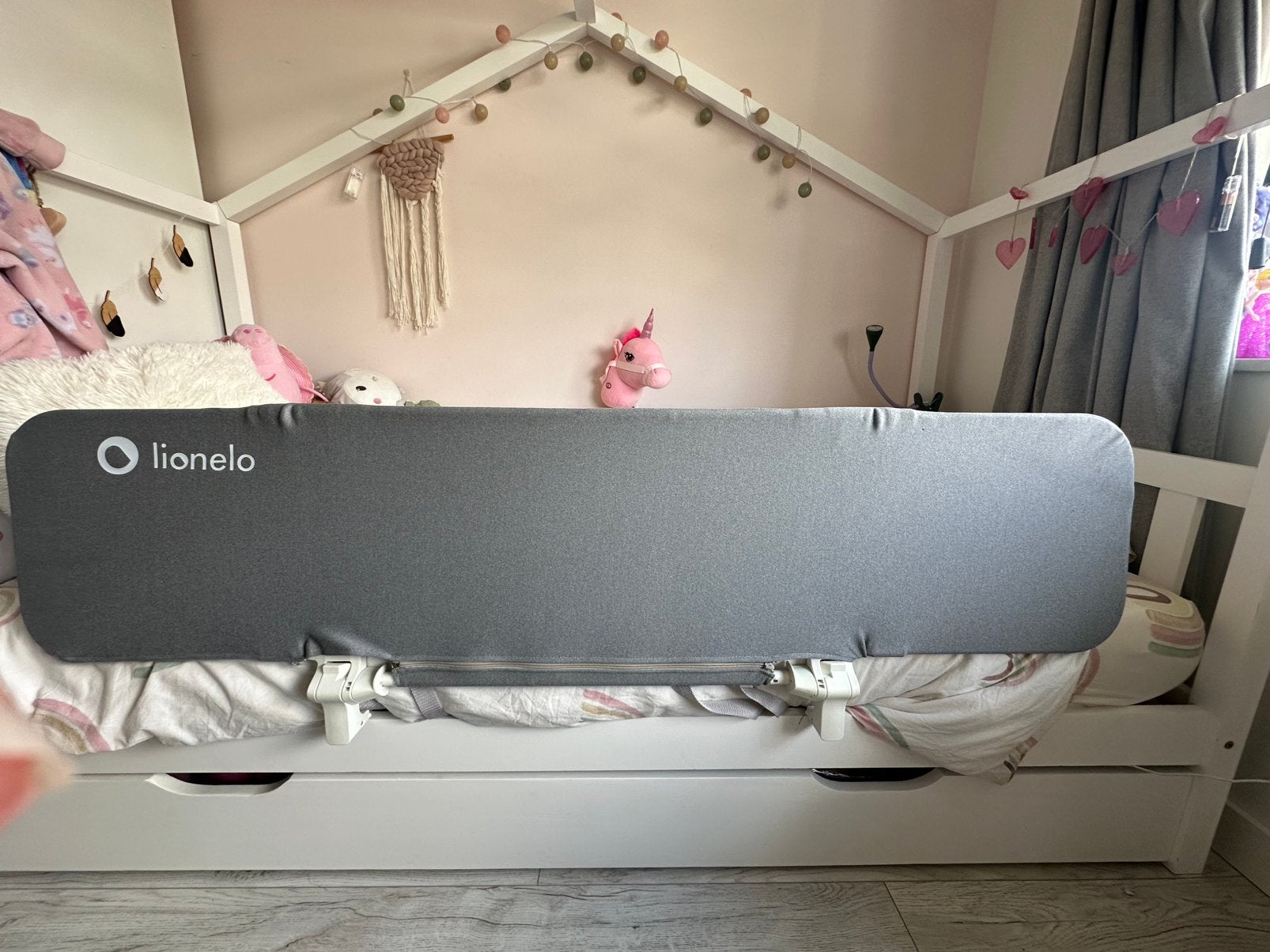 Lionelo Lora XL Bedhekje 150x45 cm Opvouwbaar Veiligheidsrek, Ophalen, Matras, 160 tot 180 cm, 100 cm of meer