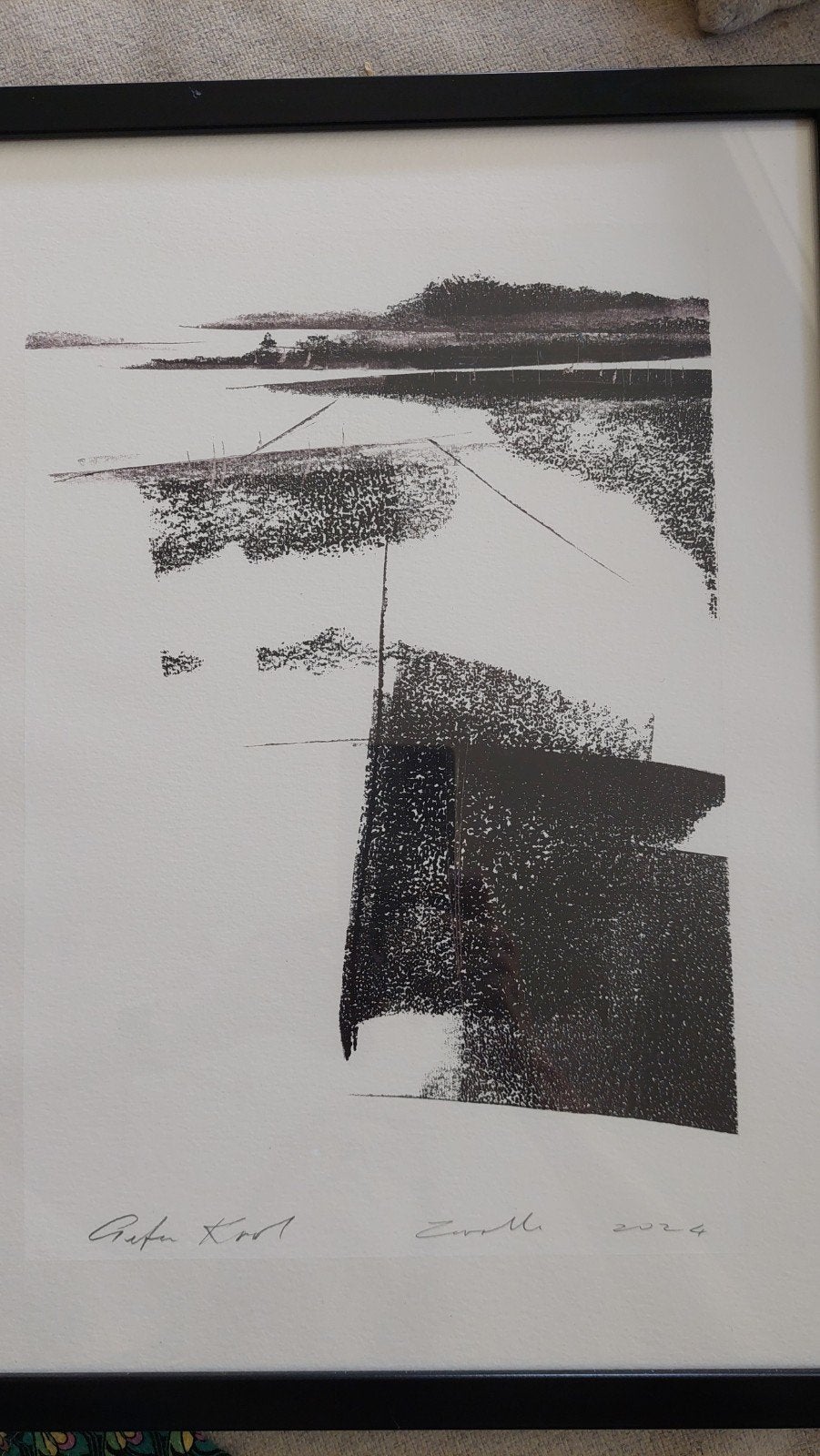 Abstracte print van Peter Kool uit Zwolle, gesigneerd, Antiek en Kunst, Ophalen of Verzenden