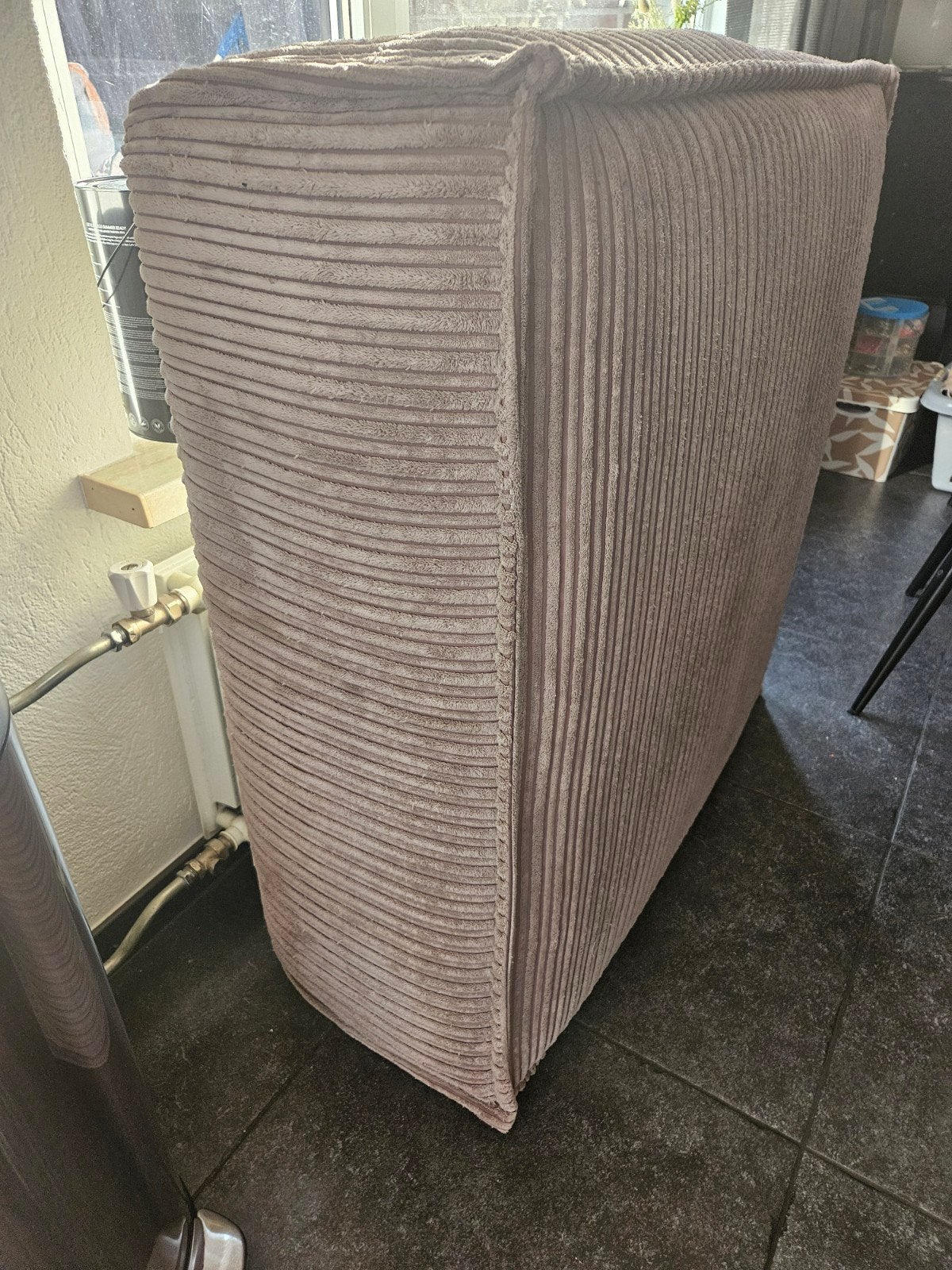 Grote corduroy poef - UMIX by Rivièra Maison, Ophalen, Vierkant, 75 tot 100 cm, Zo goed als nieuw