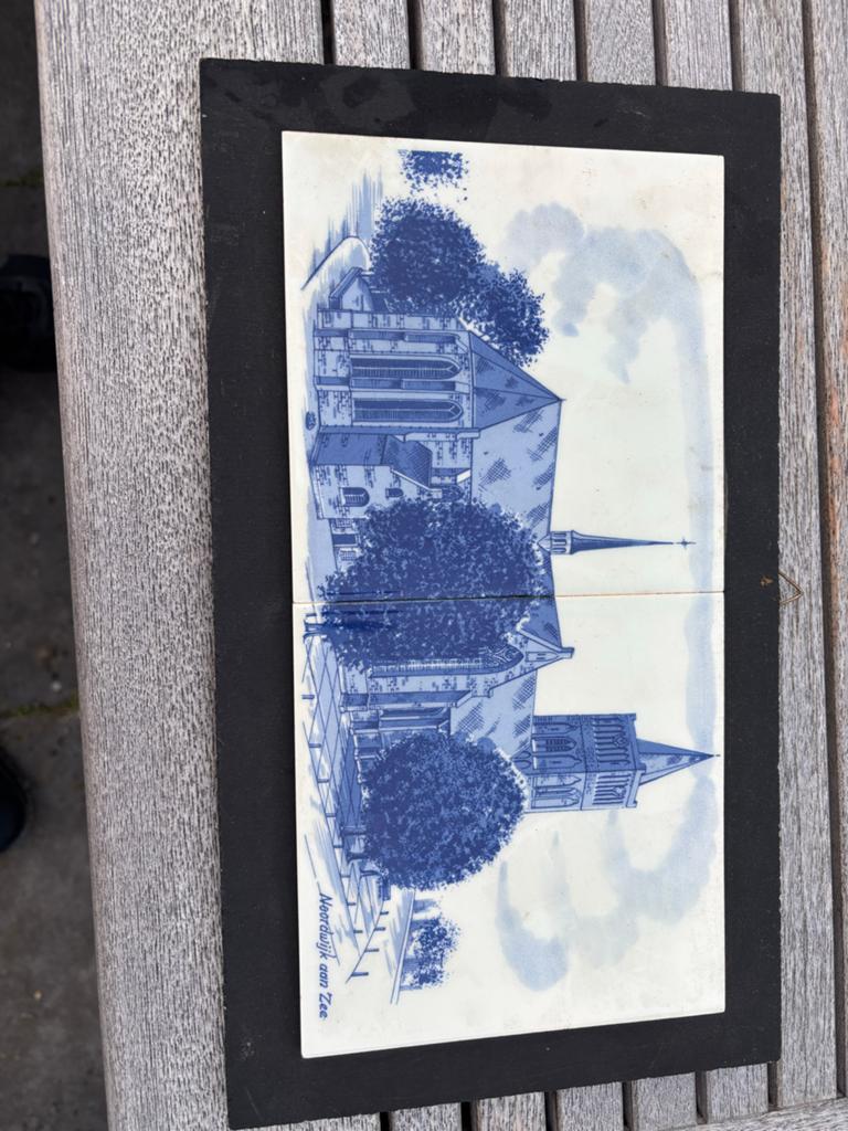 Delfts Blauw Tegeltableau Noordwijk aan Zee, Ophalen of Verzenden