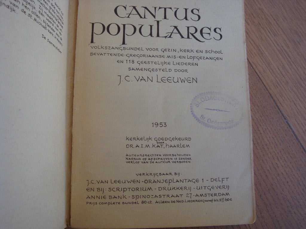 Boek Cantus populares uit 1953 118 geestelijke liederen, Ophalen of Verzenden, Gelezen, Overige onderwerpen