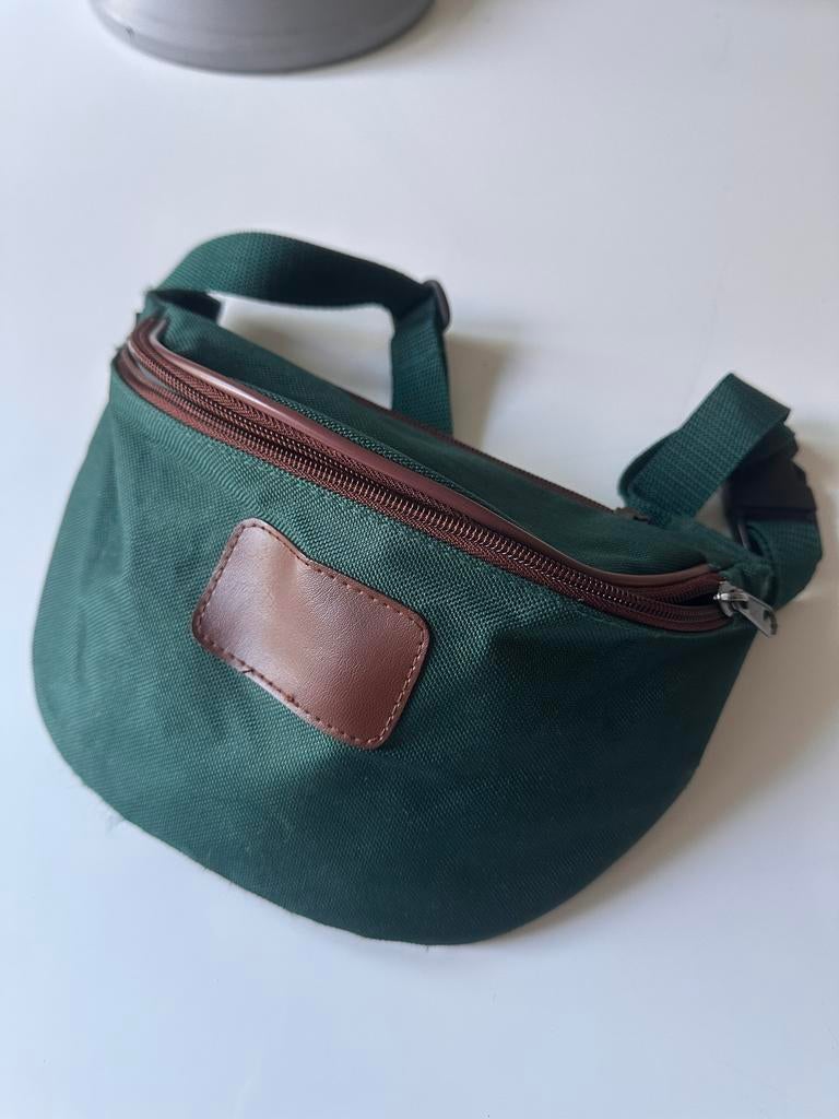 Groen Heuptasje met Bruine Details, Zo goed als nieuw, Leer, Groen, Ophalen