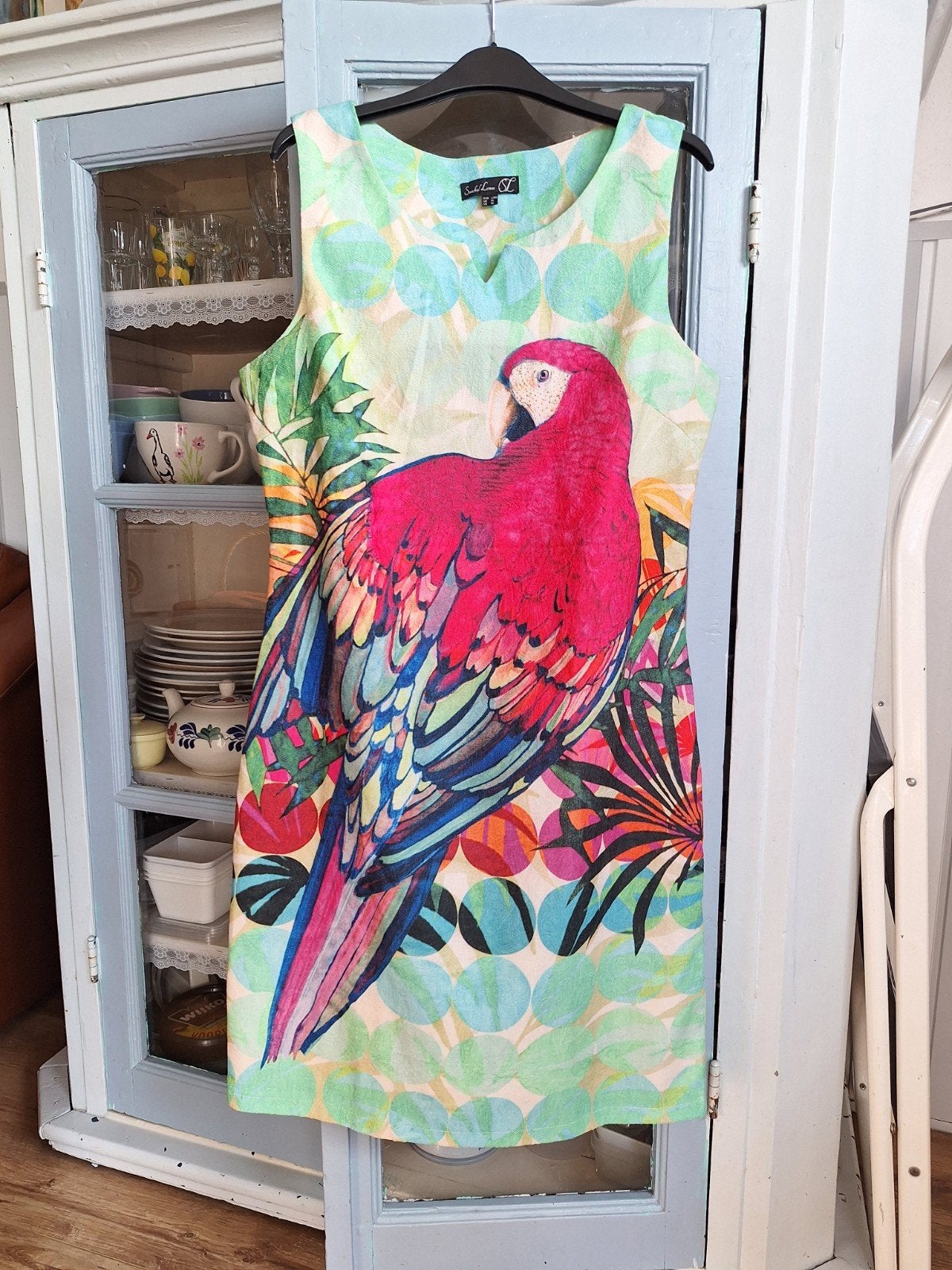 Zomerjurk mt 38 Smashed Lemon met papegaai print, Maat 38/40 (M), Meerkleurig, Ophalen of Verzenden, Zo goed als nieuw