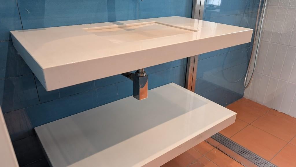 Wastafel composiet wit, Huis en Inrichting, Badkamer | Badkamermeubels, Ophalen, Gebruikt, 50 tot 100 cm, Minder dan 100 cm