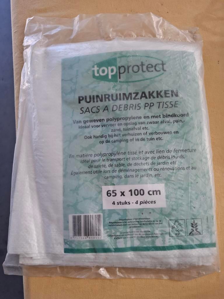 5x TopProtect Puinruimzakken 65x100 cm - Nieuw, Ophalen of Verzenden