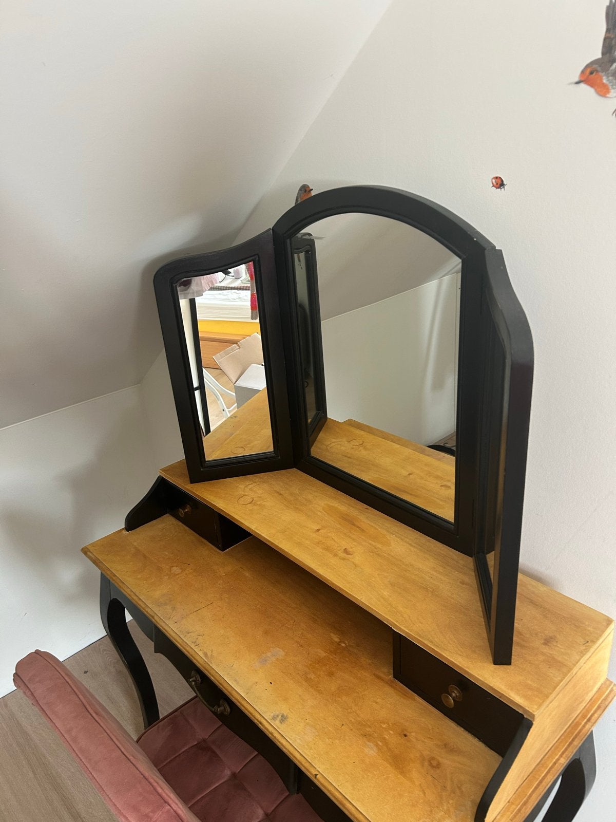 Vintage kaptafel met spiegel - 110x160x94 cm, Huis en Inrichting, Ophalen, Gebruikt, 100 tot 150 cm, 150 tot 200 cm