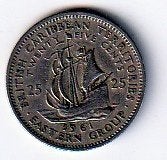 25  cent  1961  East Carribian Territoris. km. 6 (0,50 euro), Ophalen of Verzenden, Noord-Amerika, Losse munt