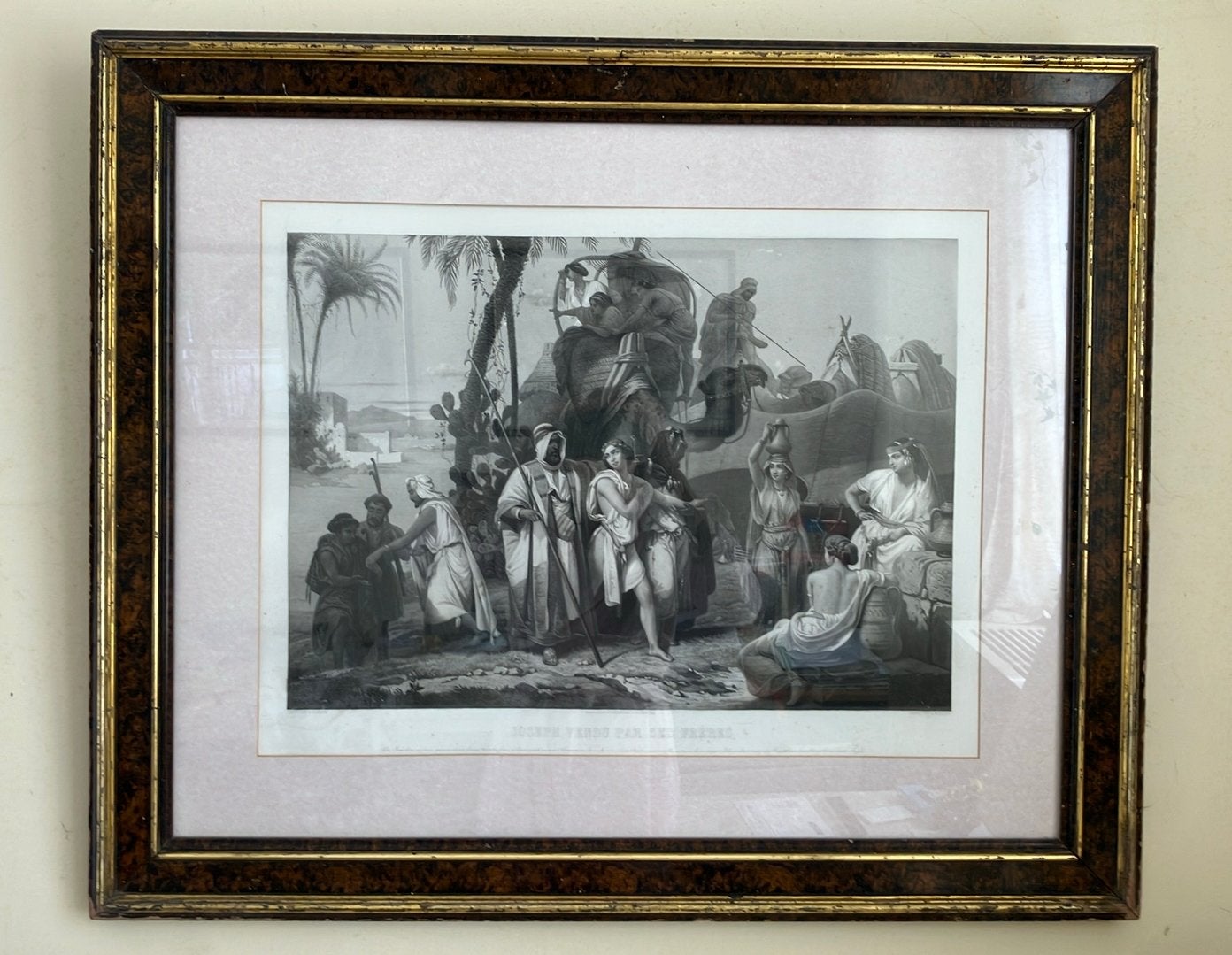 Franse gravure met bijbelse voorstelling, Antiek en Kunst, Ophalen, Religie, Ingelijst, Gravure