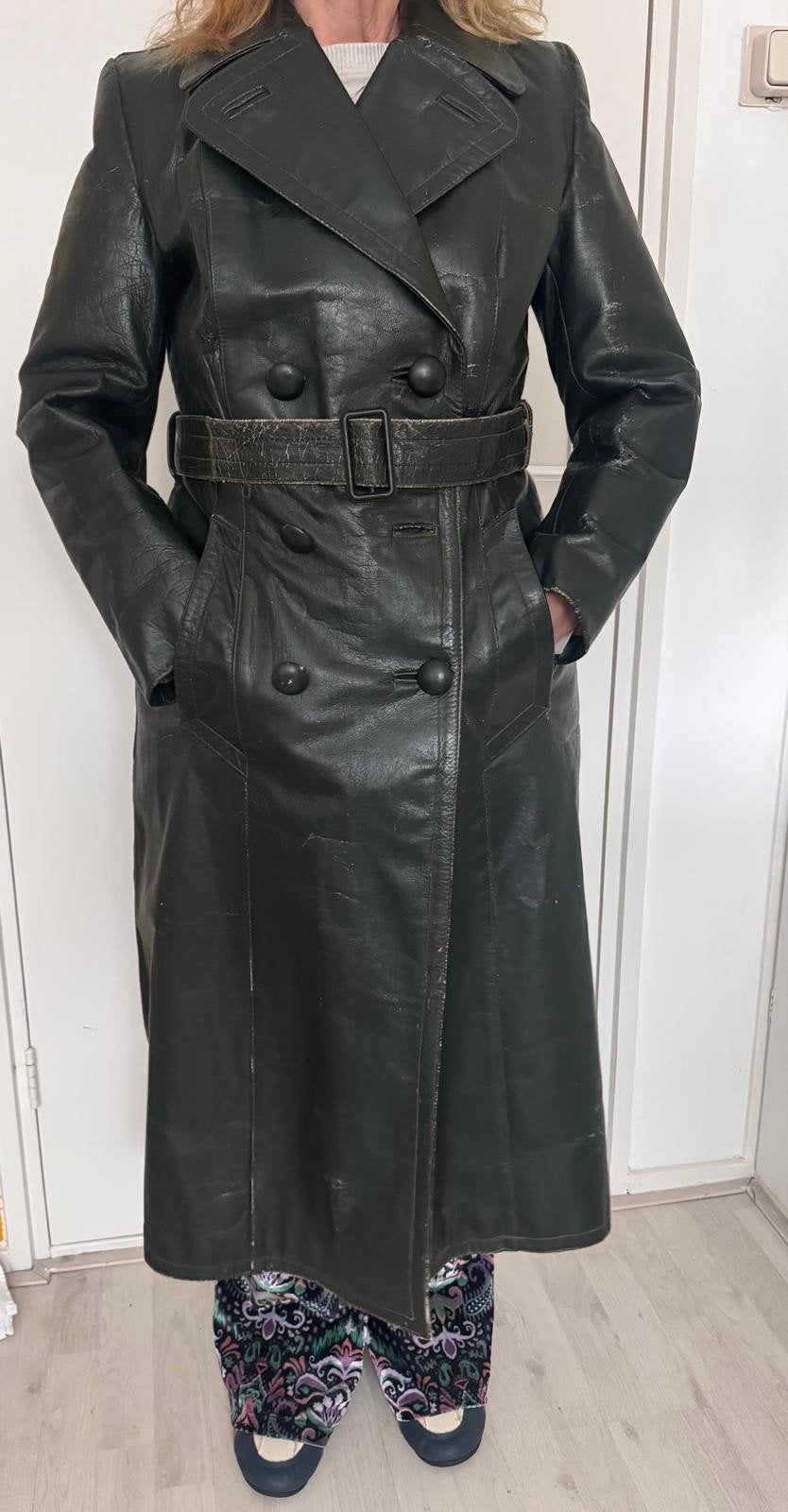 Prachtige Authentieke Vintage Leren Trenchcoat Gelmok Jr 40, Fietsen en Brommers, Ophalen of Verzenden, Gebruikt, Overige modellen