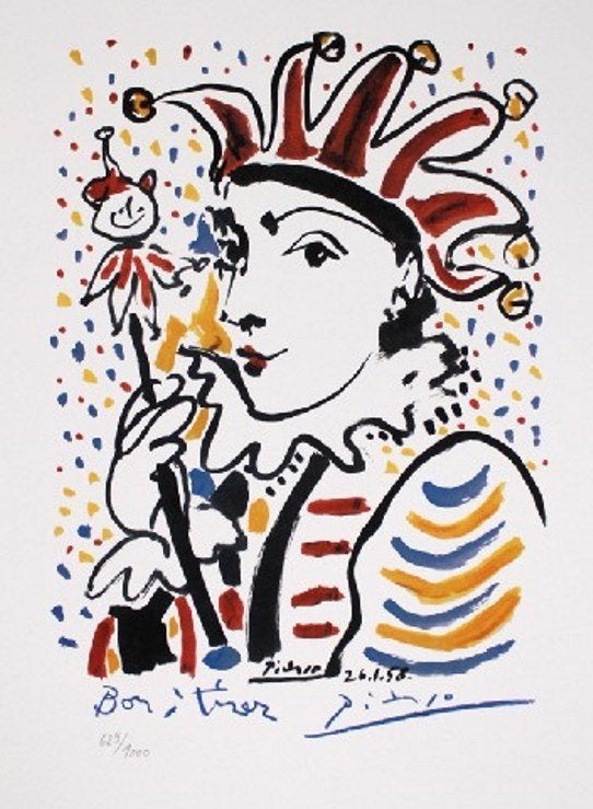 Picasso (1881) Kleur Lithografie " Carnaval I " Gen Ges, Antiek en Kunst, Kunst | Litho's en Zeefdrukken, Gesigneerd in de plaat
