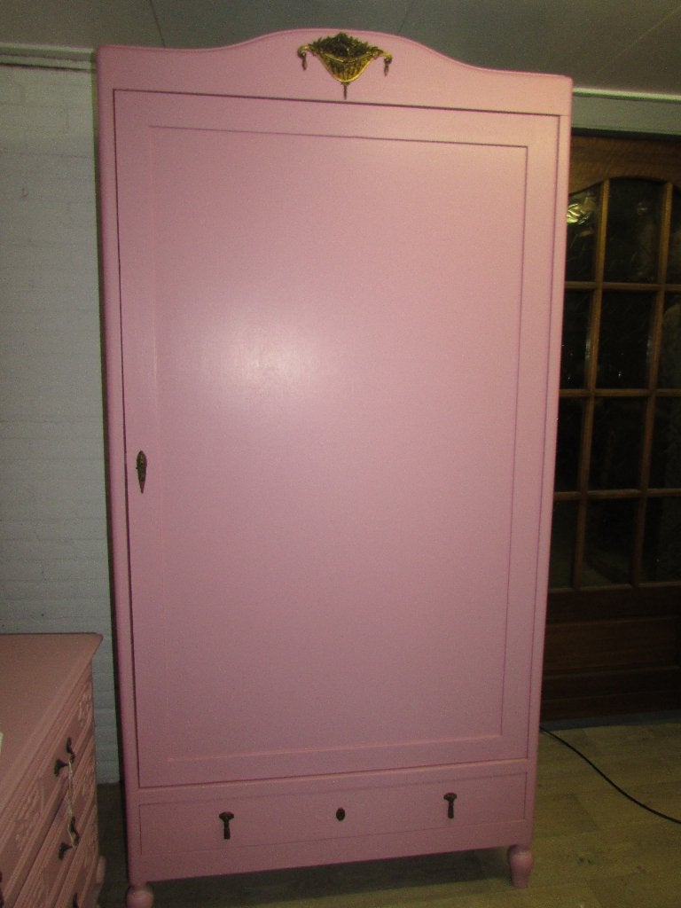 antieke gerestijlde roze kinderkast hang en leg 375,00, Gebruikt, Kast, 50 tot 70 cm, 105 cm of meer