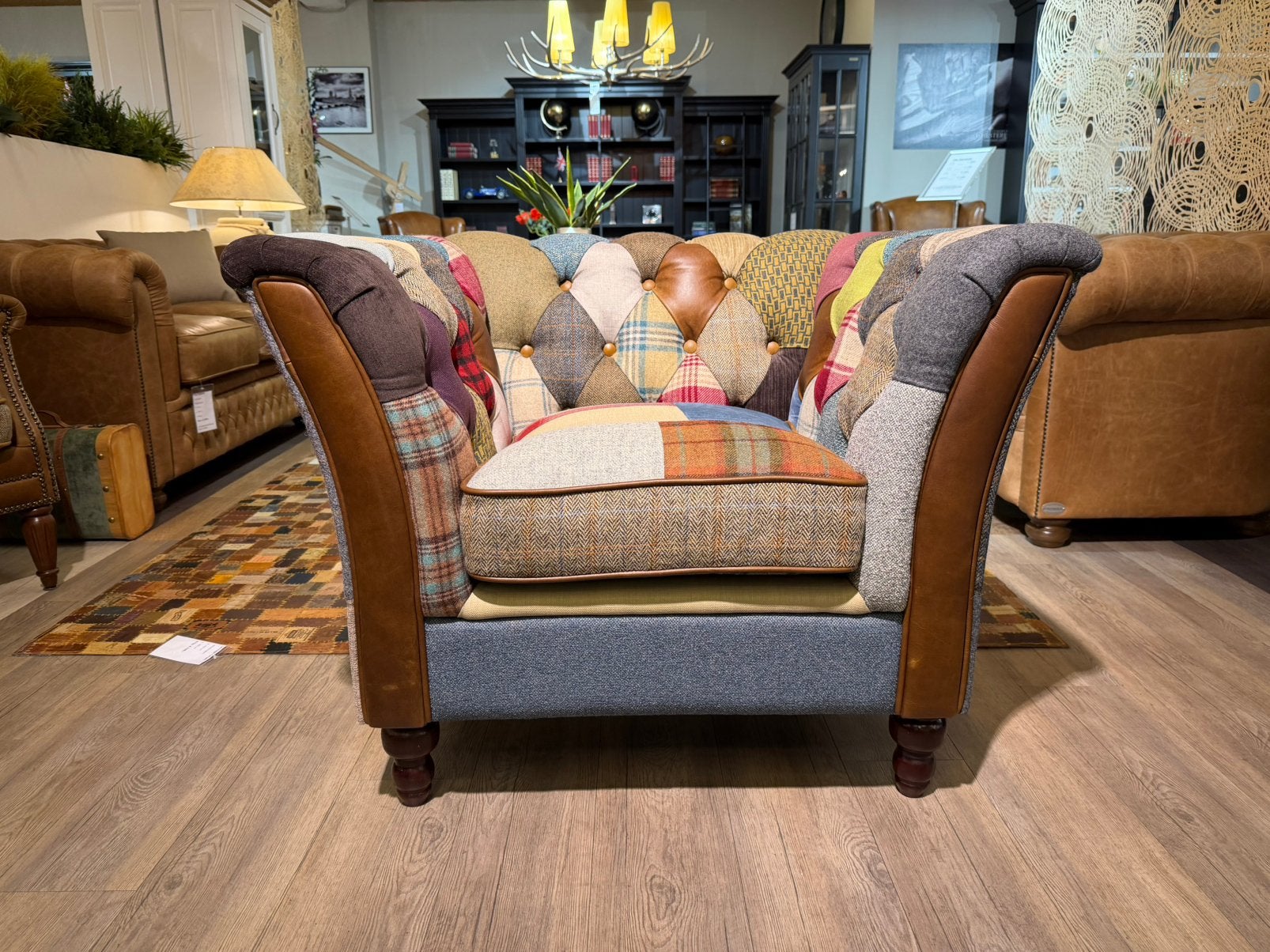 PERIWINKLE PATCHWORK MULTICOLOR CHESTERFIELD TWEED STOF, Ophalen of Verzenden, Nieuw