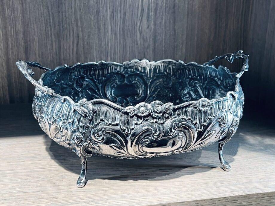 Antiek Tafelzilver 800 Eclectische Fruitmand, Duitsland 1880, Ophalen of Verzenden