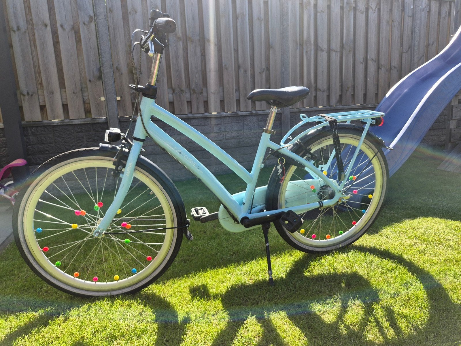 Meisjesfiets 24 inch - Lichtblauw met versnellingen, Ophalen, Alpina, Versnellingen, Gebruikt