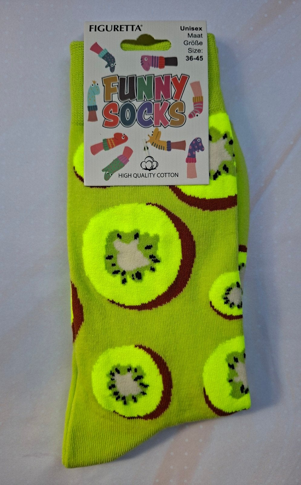 Funny Socks; One Size (Kiwi-print), Sokken en Kniesokken, Overige kleuren, Nieuw, Overige maten