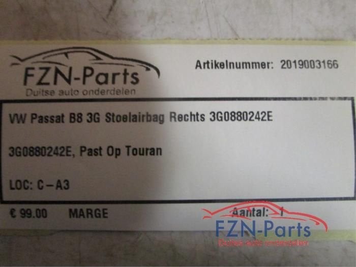 Airbag stoel (zitplaats) Volkswagen Passat (22730651), Ophalen of Verzenden, Gebruikt