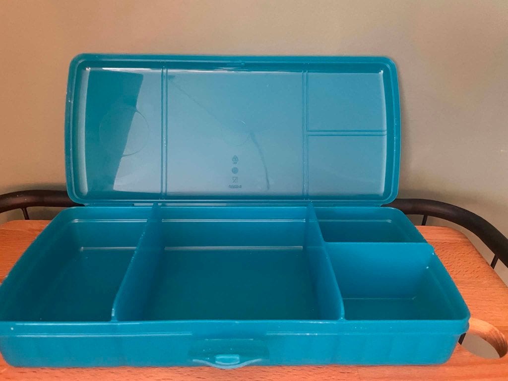 Tupperware Vakjesdoos Blauw zgan, Ophalen of Verzenden, Zo goed als nieuw, Blauw, Bus of Trommel