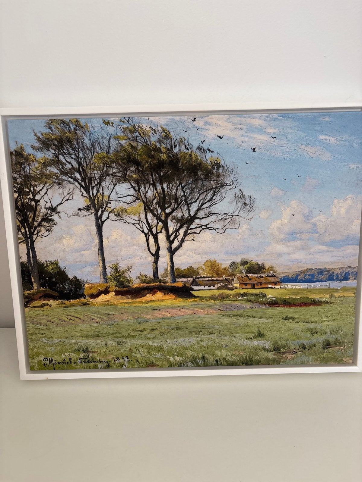 Schilderij Landschap met Bomen en Boerderij - Reproductie, Ophalen of Verzenden