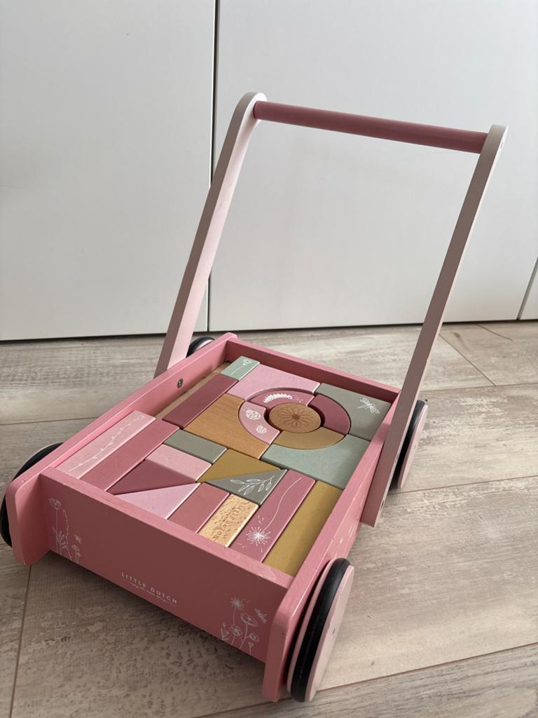 Little Dutch Blokkendoos op wielen - Roze, Ophalen, Zo goed als nieuw, Overige typen, Met wieltjes