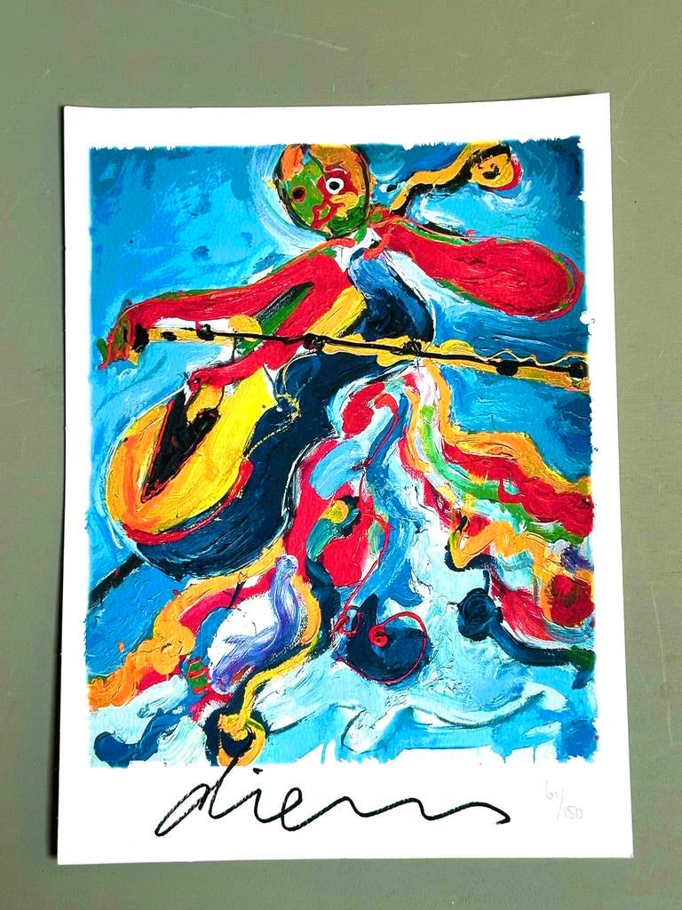 Peter Diem - Speel de Bas (Play the Bass) - Zeefdruk, Antiek en Kunst, Kunst | Litho's en Zeefdrukken, Ophalen of Verzenden