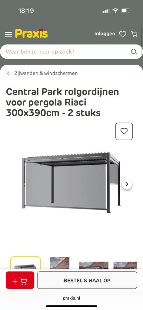 Central Park Pergola Rolgordijnen Riaci 300x390cm - 2 stuks, Tuin en Terras, Zonneschermen, Ophalen, Overige typen, Nieuw, 250 cm tot 450 cm