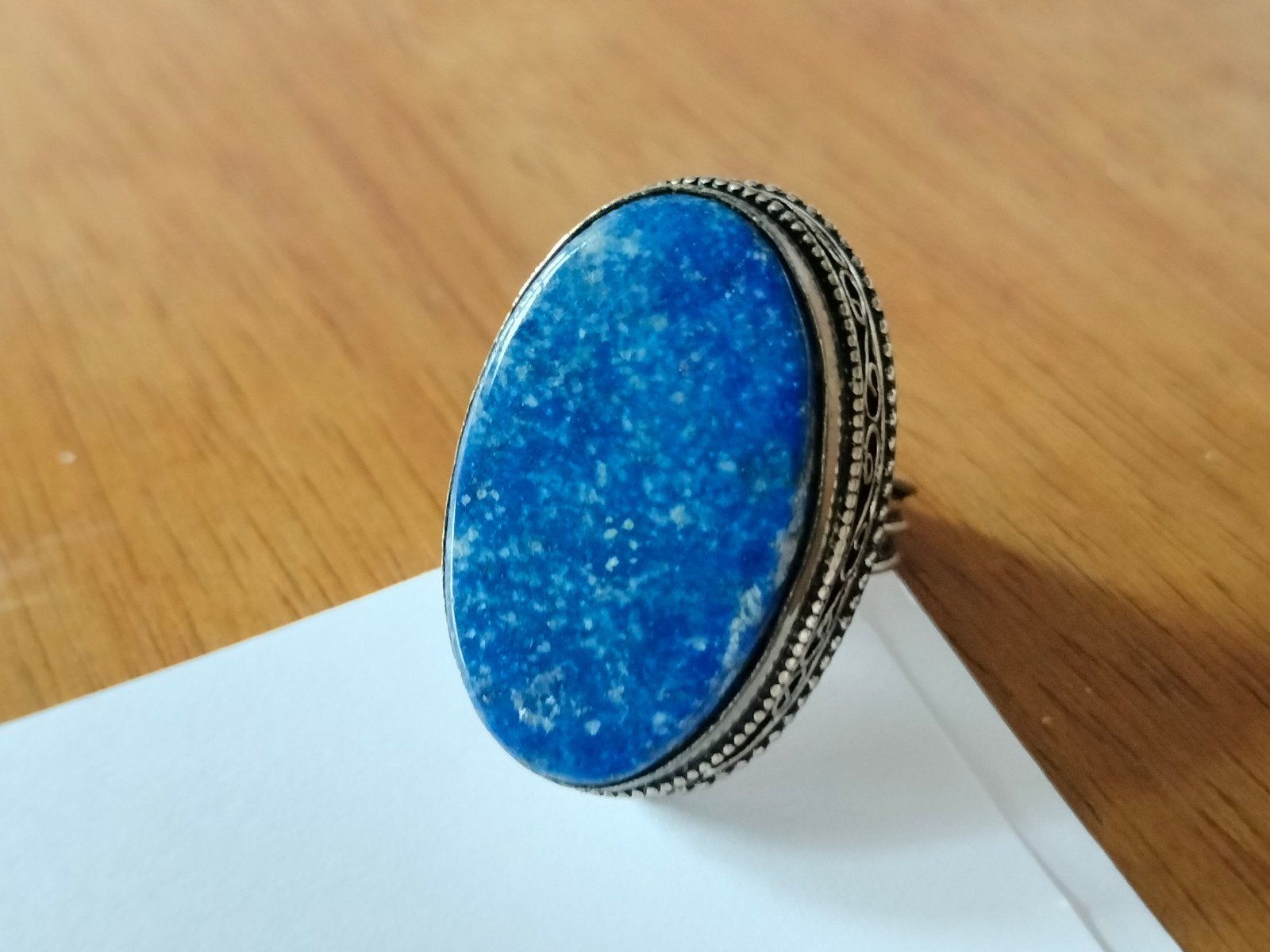 zilveren ring met lapis lazuli maat 17, Nieuw, 17 tot 18, Met edelsteen, Dame