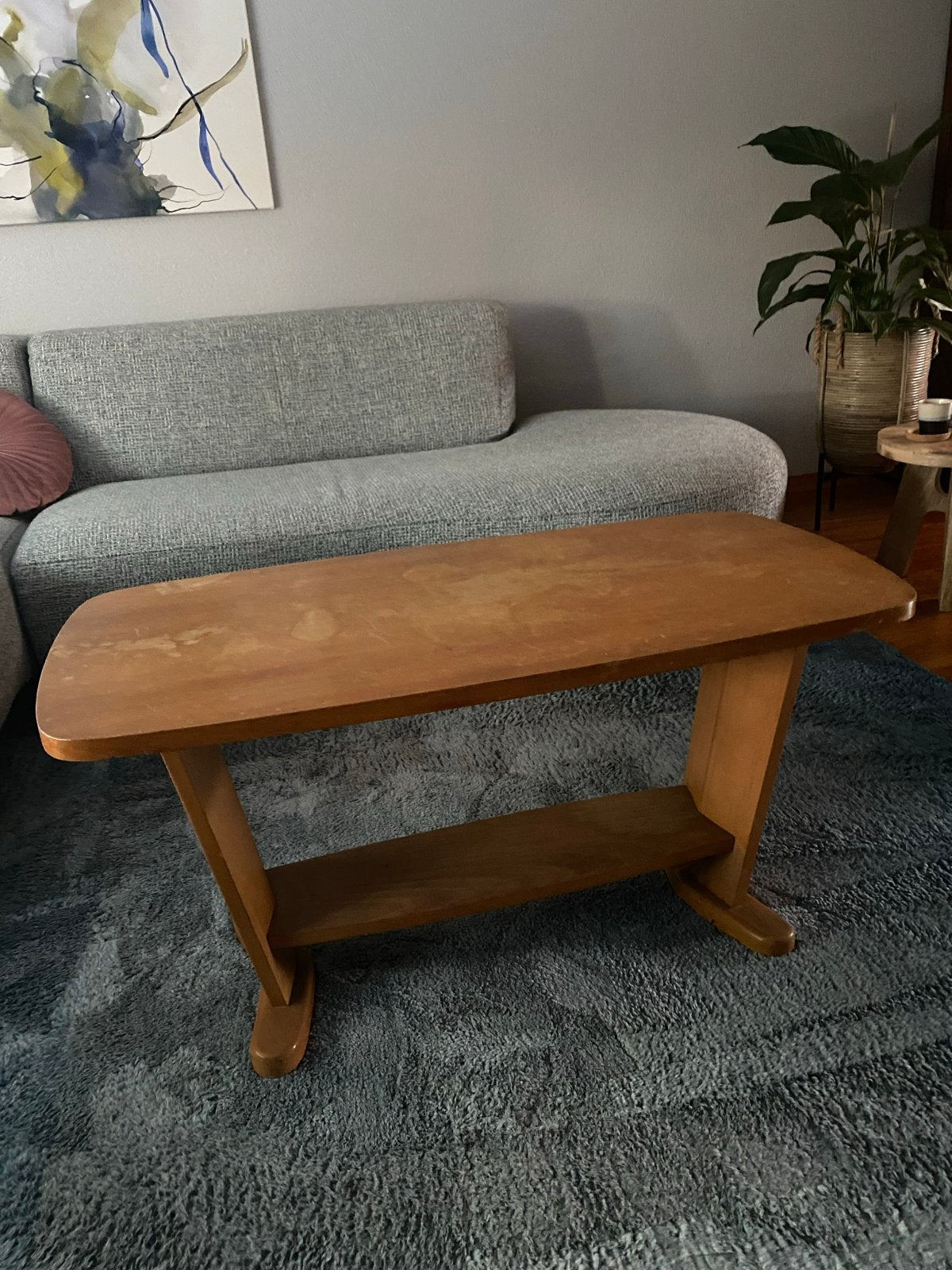 Retro salontafel jaren '60 met extra legplank, Huis en Inrichting, Ophalen, Gebruikt, 50 tot 100 cm, Overige houtsoorten